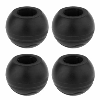 Four black plastic ball joint covers.