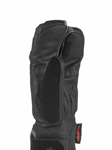 Black winter ski mitten with textured grip