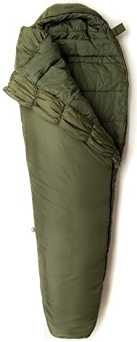 Green mummy-style sleeping bag