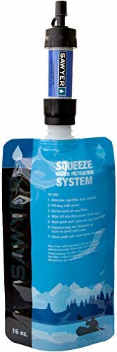 Sawyer Squeeze Water Filtration System with blue pouch and filter